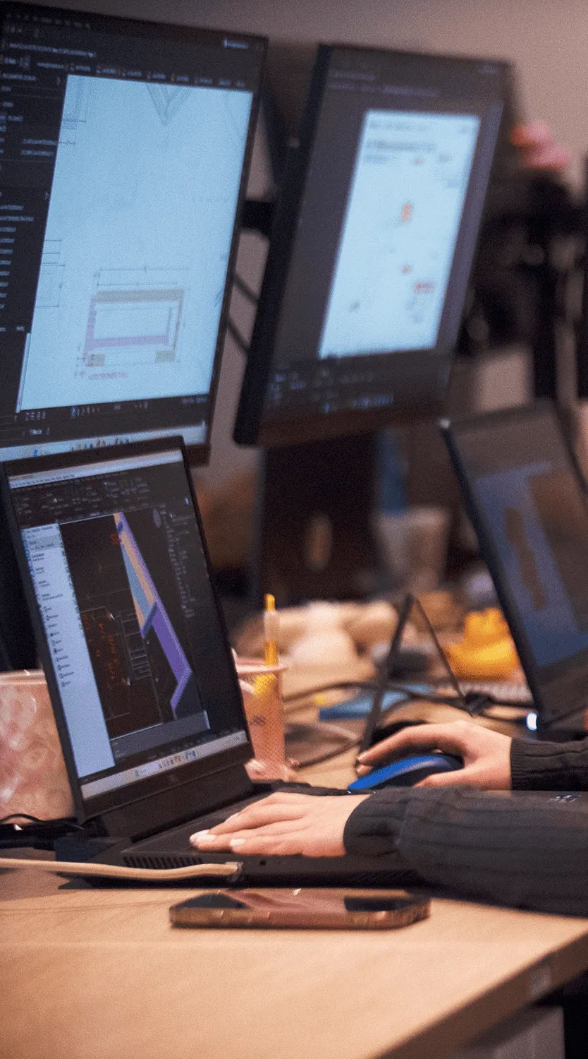 Drafting workstation with CAD monitors